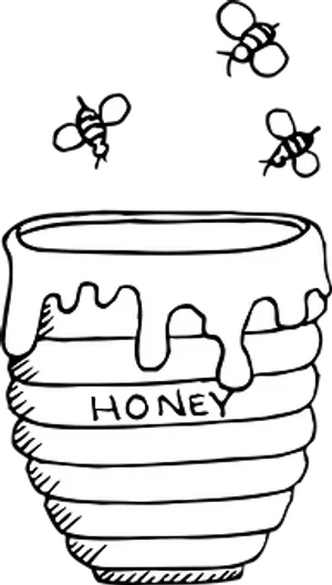 Honey Potand Bees Vector PNG Image