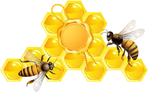 Honeybeeon Honeycomb Clipart PNG Image