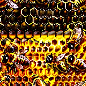 Honeycomb Pattern With Bees Png Pio31 PNG Image