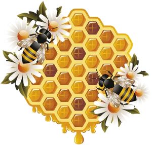 Honeycomband Bees Clipart PNG Image