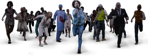 Horrific_ Zombie_ Horde_ Advance PNG Image