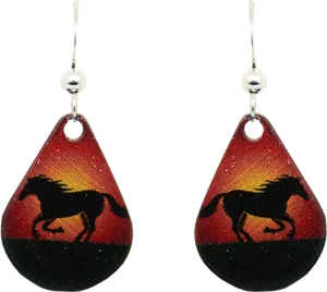 Horse Silhouette Earrings PNG Image