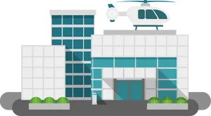 Hospital Buildingwith Helicopter Landing PNG Image