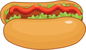 Hot Dog With Ketchupand Lettuce PNG Image