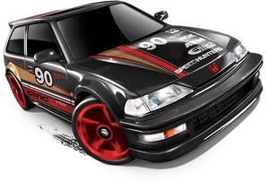 Hot Wheels Honda Civic Custom Black Red PNG Image