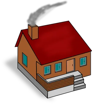 House Chimney Smoke Illustration PNG Image