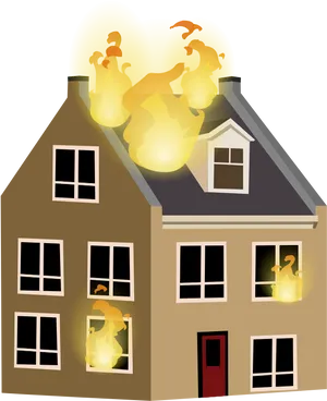 House Fire Illustration PNG Image