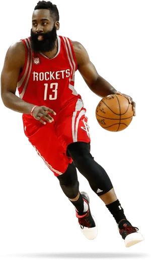 Houston Rockets Basketball Player Dribbling PNG Image