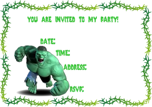 Hulk Party Invitation Template PNG Image