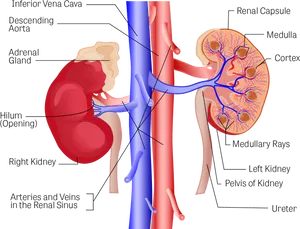 Human Kidney Anatomy Illustration PNG Image