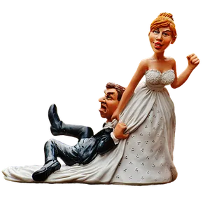 Humorous Wedding Cake Topper PNG Image