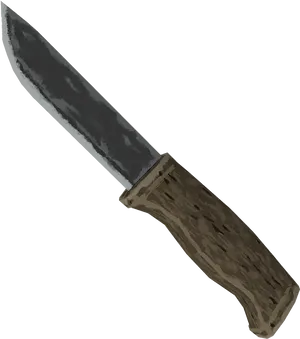 Hunting Knifewith Wooden Handle PNG Image