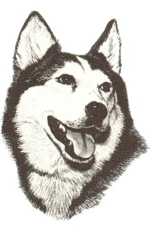 Husky Portrait Sketch PNG Image