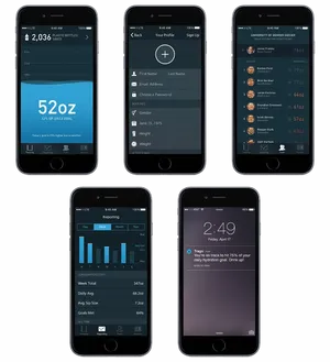 Hydration Tracking App Screenshots PNG Image