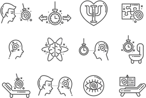 Hypnosis Concept Icons Set PNG Image