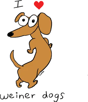 I Love Weiner Dogs Cartoon PNG Image