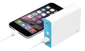 I Phone Chargingwith Portable Battery Pack PNG Image