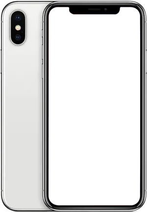 I Phone X Silver Frontand Back PNG Image