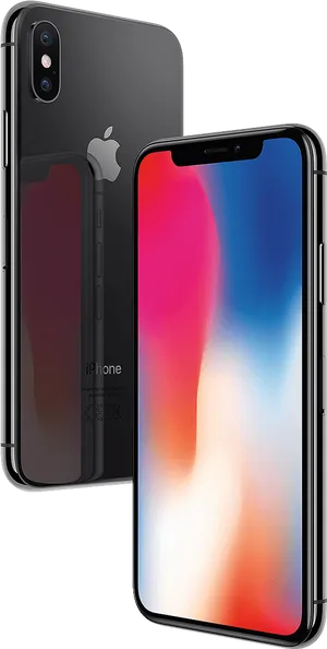 I Phone X Space Gray Frontand Back PNG Image