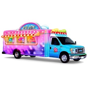 Ice Cream Truck With Bright Lights Png Pho PNG Image