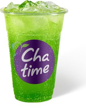 Iced Green Tea Cha Time Cup PNG Image