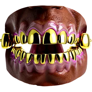 Iced Out Gold Grillz Png 06282024 PNG Image