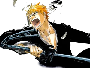 Ichigo Kurosaki Battle Cry PNG Image