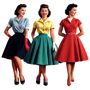 Iconic 1950s Fashion Outfits Png 06242024 PNG Image