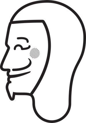 Iconic Anonymous Mask Outline PNG Image