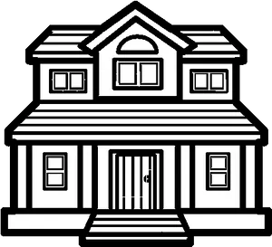 Iconic Blackand White Mansion Drawing PNG Image