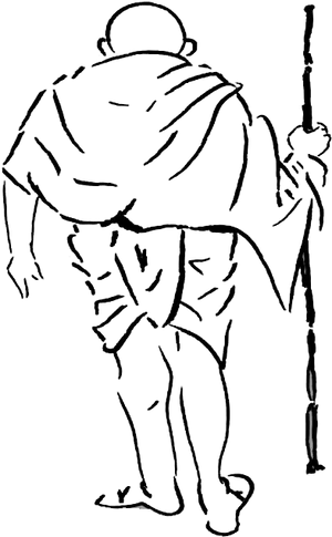 Iconic Gandhi Walking Stick Silhouette PNG Image