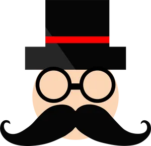 Iconic Mustache Glassesand Hat PNG Image