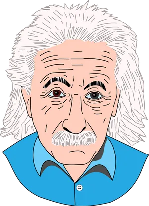 Iconic Physicist Cartoon Portrait PNG Image