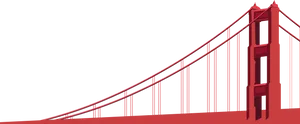 Iconic Red Suspension Bridge Graphic PNG Image