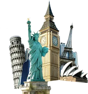 Iconic World Landmarks Collage.png PNG