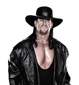 Iconic_ Wrestler_in_ Black_ Hat_and_ Coat PNG Image