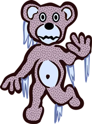 Icy Zombie Teddy Bear Illustration PNG Image