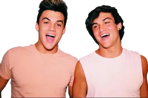 Identical Twins Laughing Together PNG Image