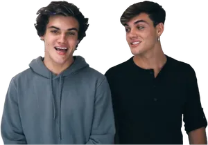 Identical Twins Smiling Casually PNG Image