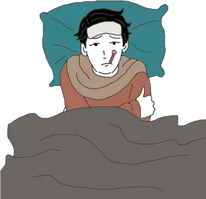 Ill Person Restingin Bed PNG Image