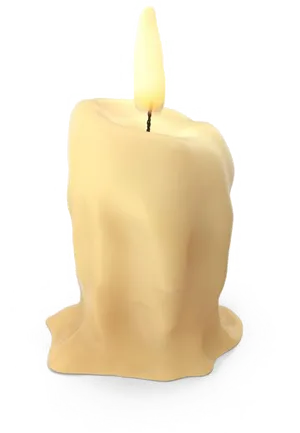 Illuminated Beige Candleon Black Background.jpg PNG Image