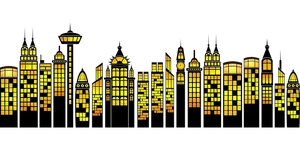 Illuminated City Silhouette Graphic PNG Image