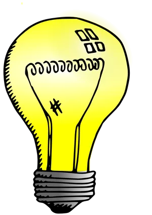 Illuminated Idea Cartoon Lightbulb PNG Image