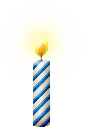 Illuminated Striped Candle PNG Image