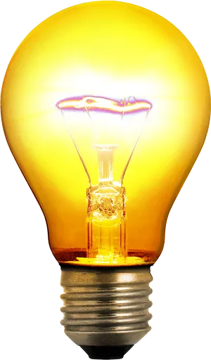 Illuminated Yellow Light Bulb PNG Image