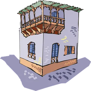 Illustrated Apartment Corner View PNG Image