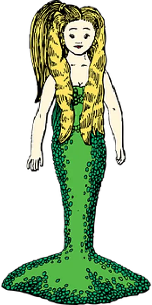 Illustrated Blonde Mermaid Artwork PNG Image