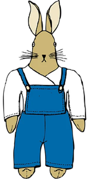 Illustrated Bunnyin Overalls PNG Image