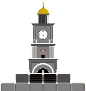 Illustrated Clock Tower Graphic PNG Image