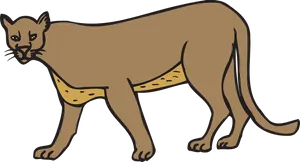 Illustrated Cougar Walking PNG Image